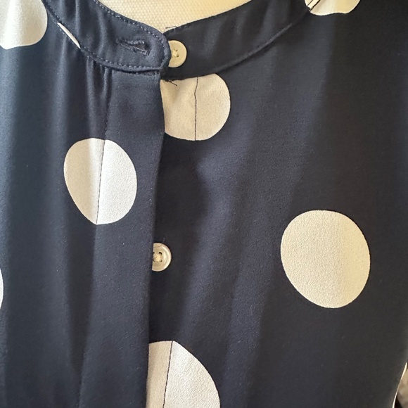 Banana Republic Navy and White Polka Dot Midi Dress - Size 4 - Picture 4 of 5